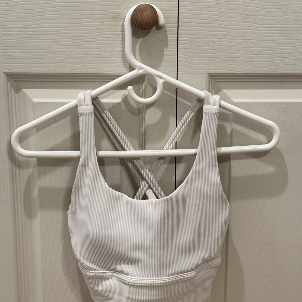 Lululemon Athletica White Ribbed Crop Top